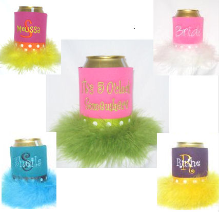 koozies with feathers